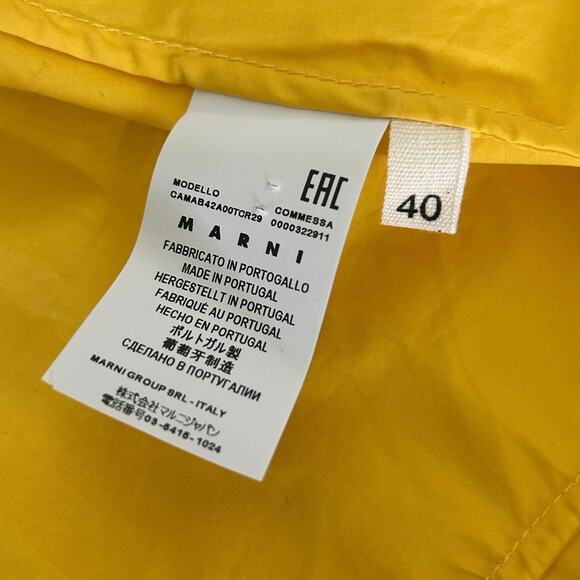 MARNI YELLOW SHORT SLEEVED CREW NECK COATED POPLINBLOUSE $500 - Picture 6 of 7